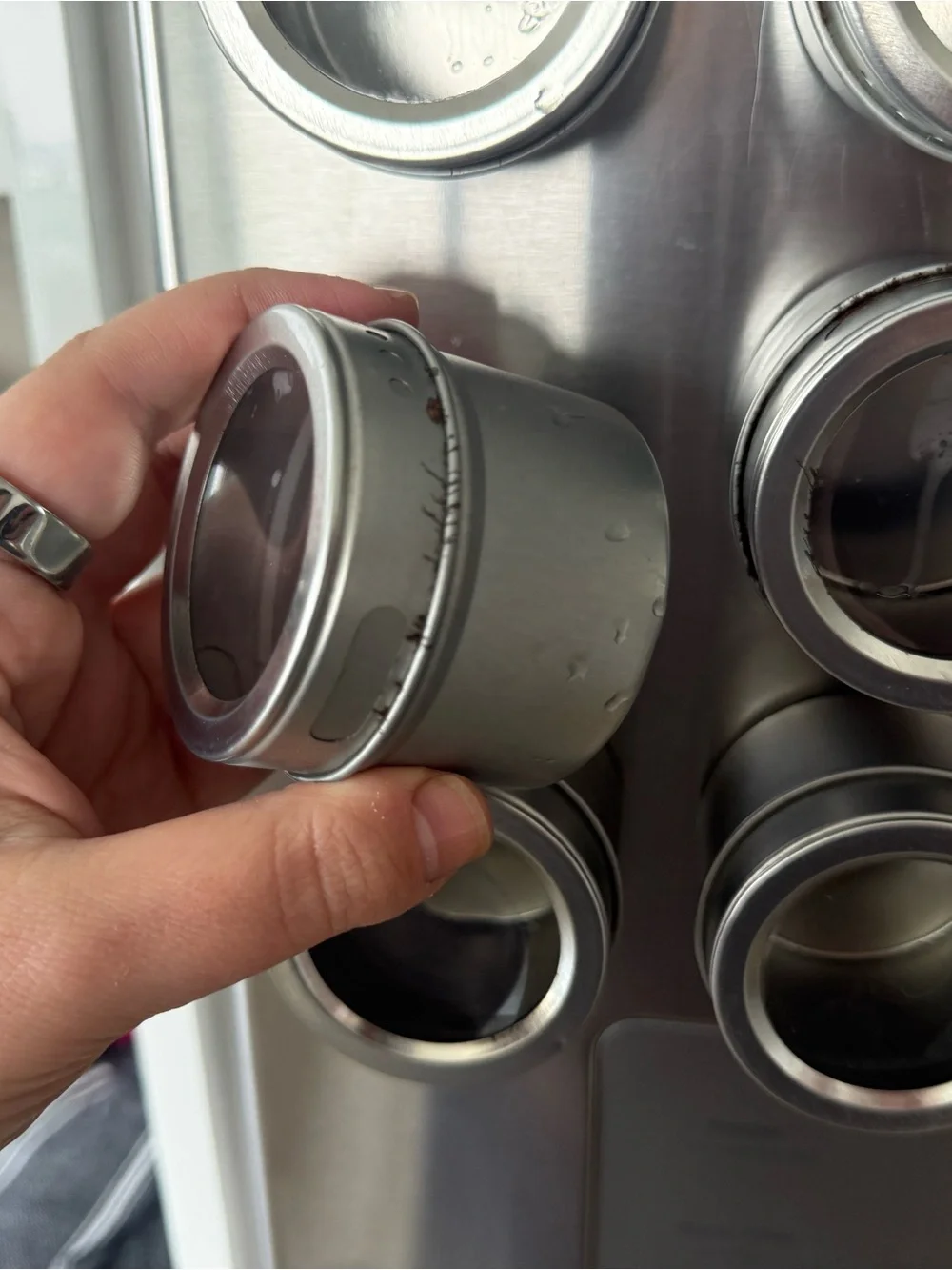 Magnetic Stainless Steel Spice Jars Set - Silver